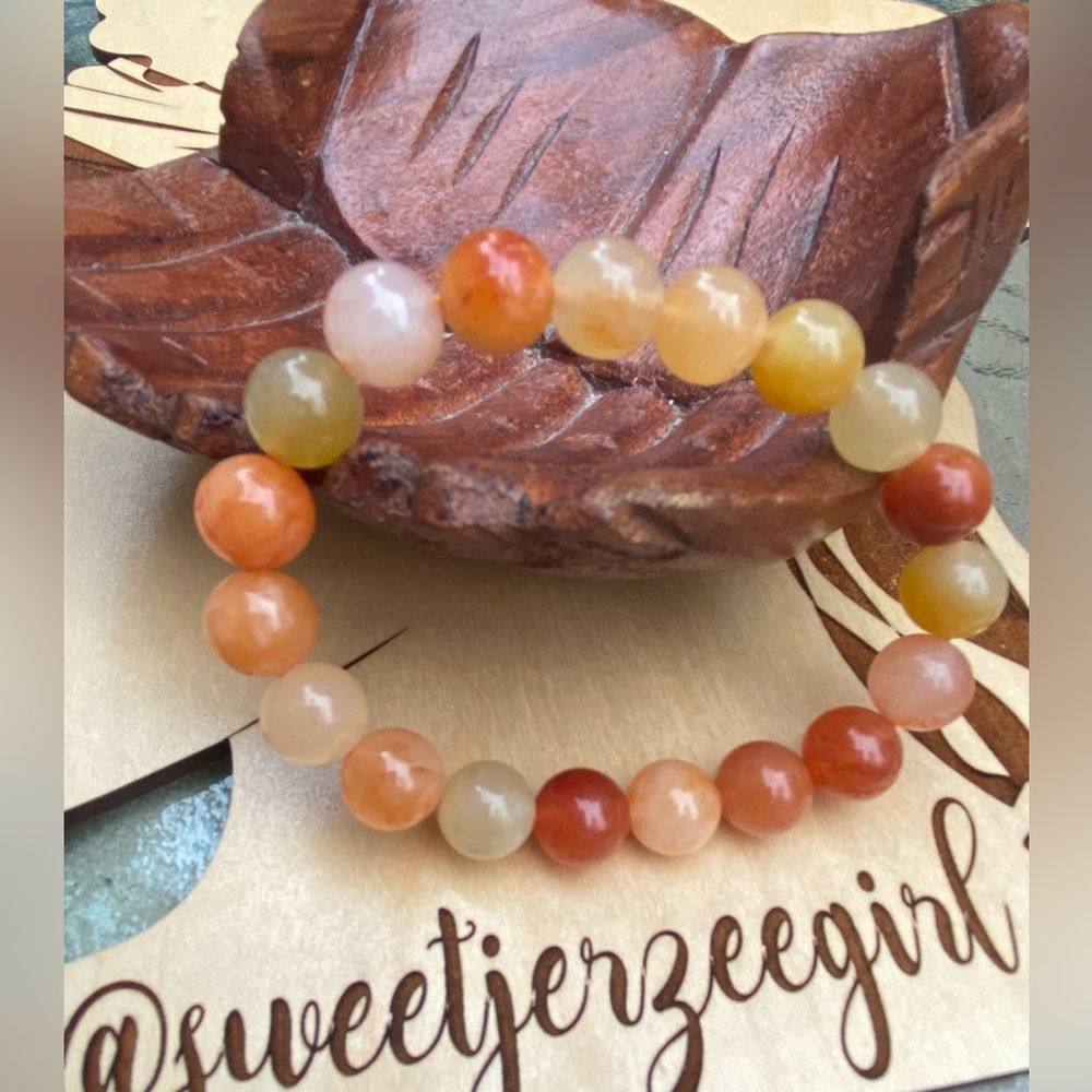 Natural Light Tri-Color Imperial Jade Gemstone Bead Stretch Bracelet 10mm